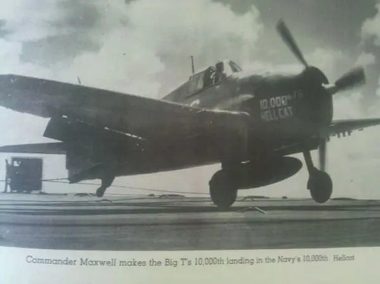 Pic of my dad’s WW2 aircraft (a Hellcat) landing on his WW2 Carrier (The Ticonderoga)